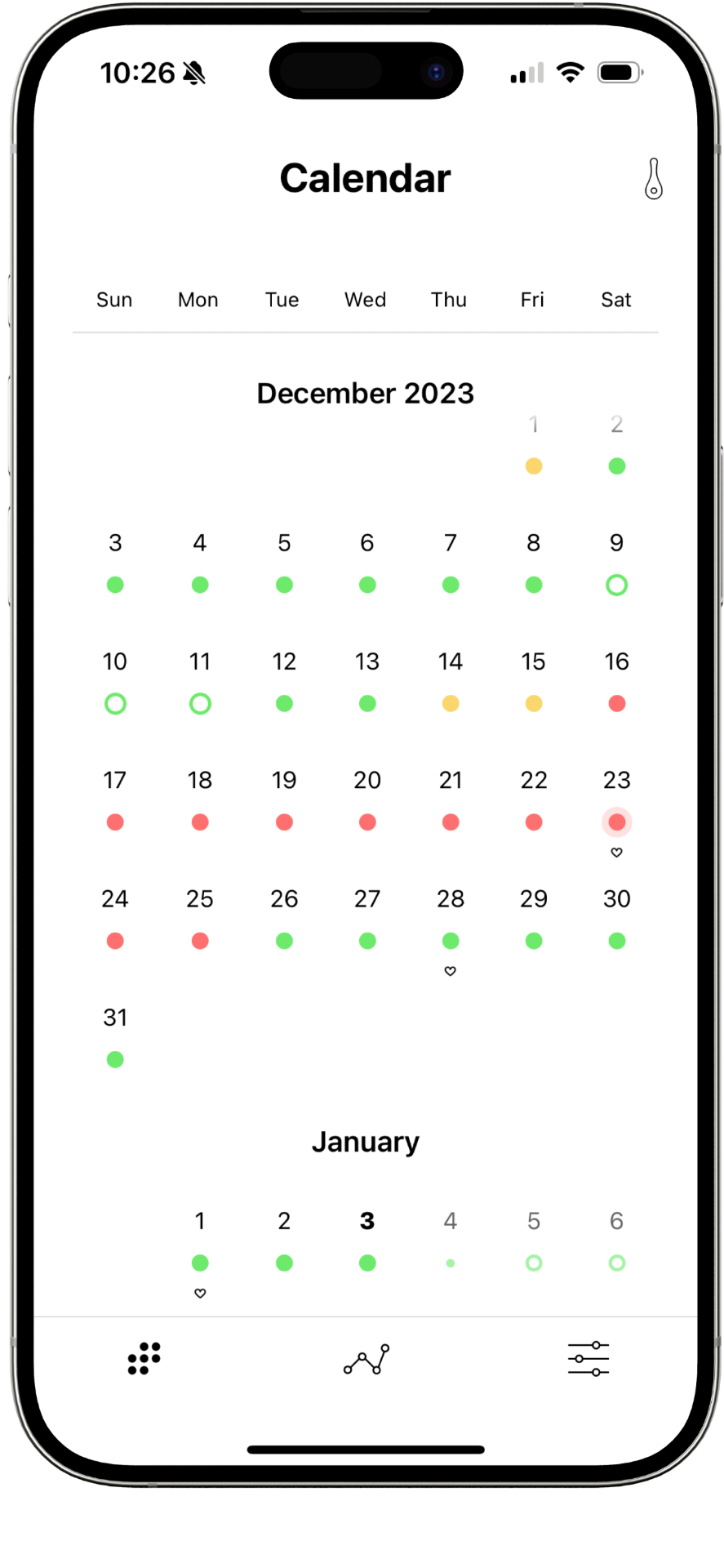 DaysyDay app — calendar view