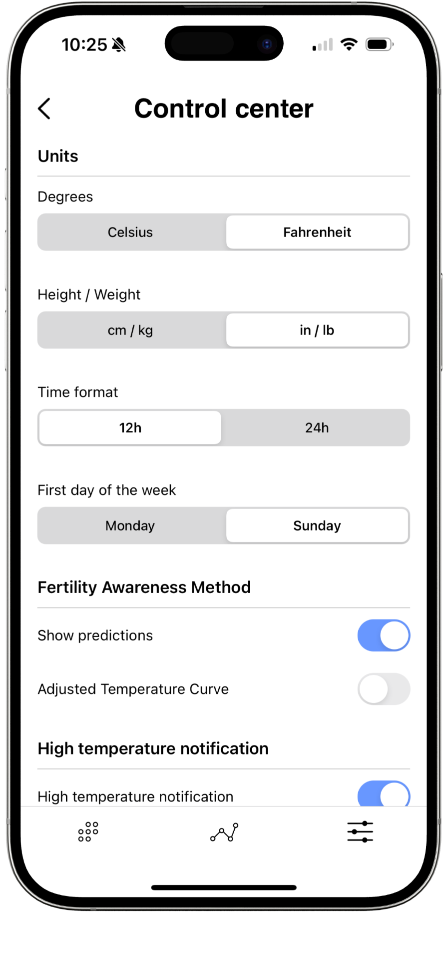 DaysyDay app control center screen